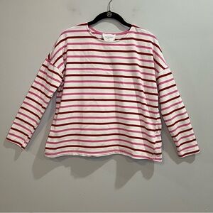 Pomander Place Red and White Striped Long Sleeve Tee size medium